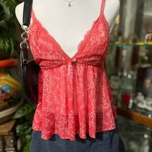 Vintage y2k bcbgeneration pink lace top